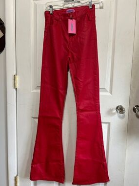 Edikted Hot Pink-Red High-Waist Pants